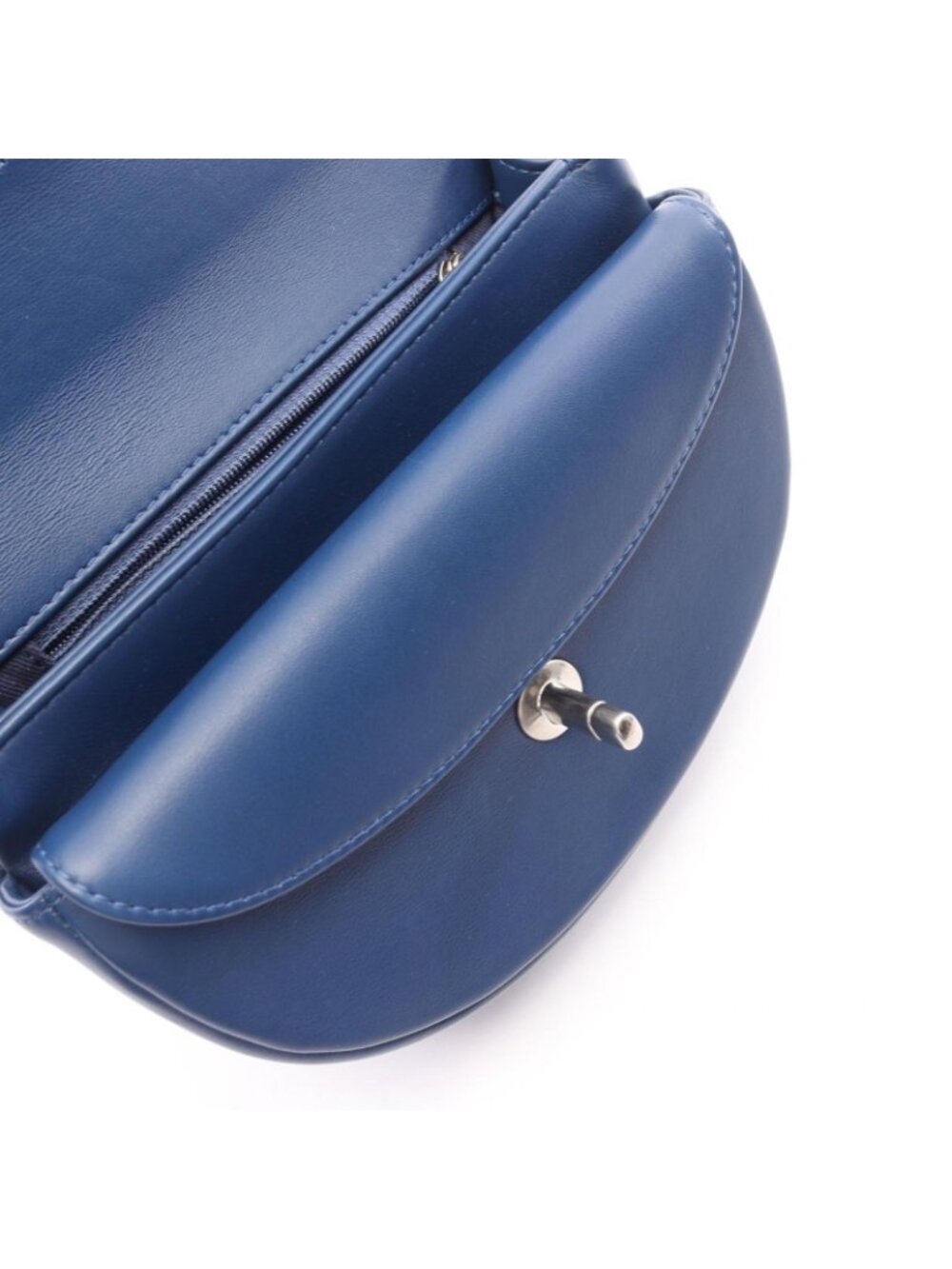 Chanel Shoulder Bag Quilted Coco Eyelet Round Mini Blue Leather Chain - Picture 9 of 9